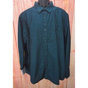 Johnston & Murphy Mens XXL Dress Shirt Green Patterned Long Sleeve Button-Up